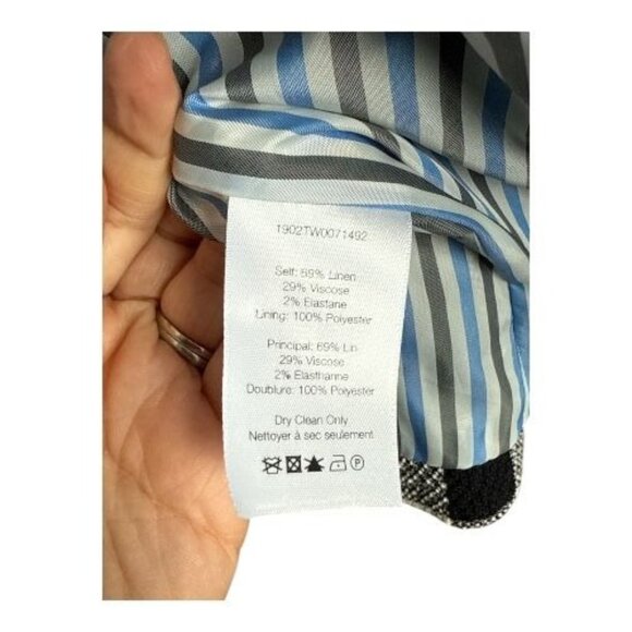 VERONICA BEARD Miller Dickey Plaid Jacket Blazer Size 4 Black White Linen Check - Picture 11 of 12
